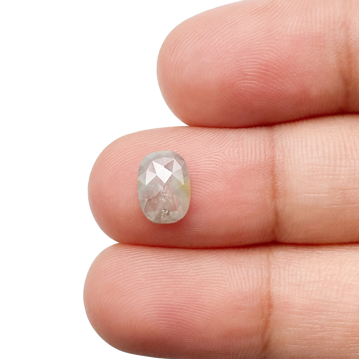 1.05ct | Salt &amp; Pepper Cushion Shape Rose Cut Diamond - Modern Rustic Diamond