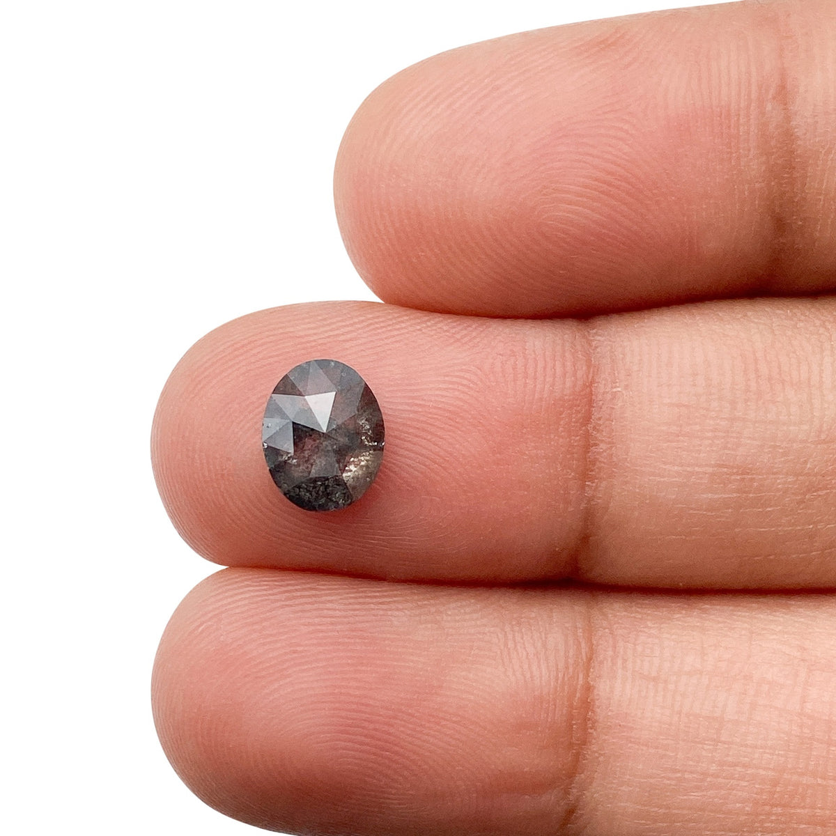 1.11ct | Salt &amp; Pepper Oval Shape Rose Cut Diamond - Modern Rustic Diamond