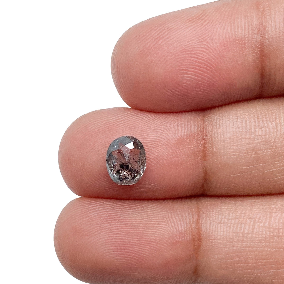 1.09ct | Salt &amp; Pepper Oval Shape Rose Cut Diamond - Modern Rustic Diamond
