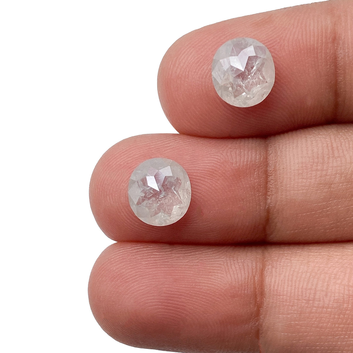 2.58cttw | Salt &amp; Pepper Cushion Shape Rose Cut Diamond Matched Pair - Modern Rustic Diamond