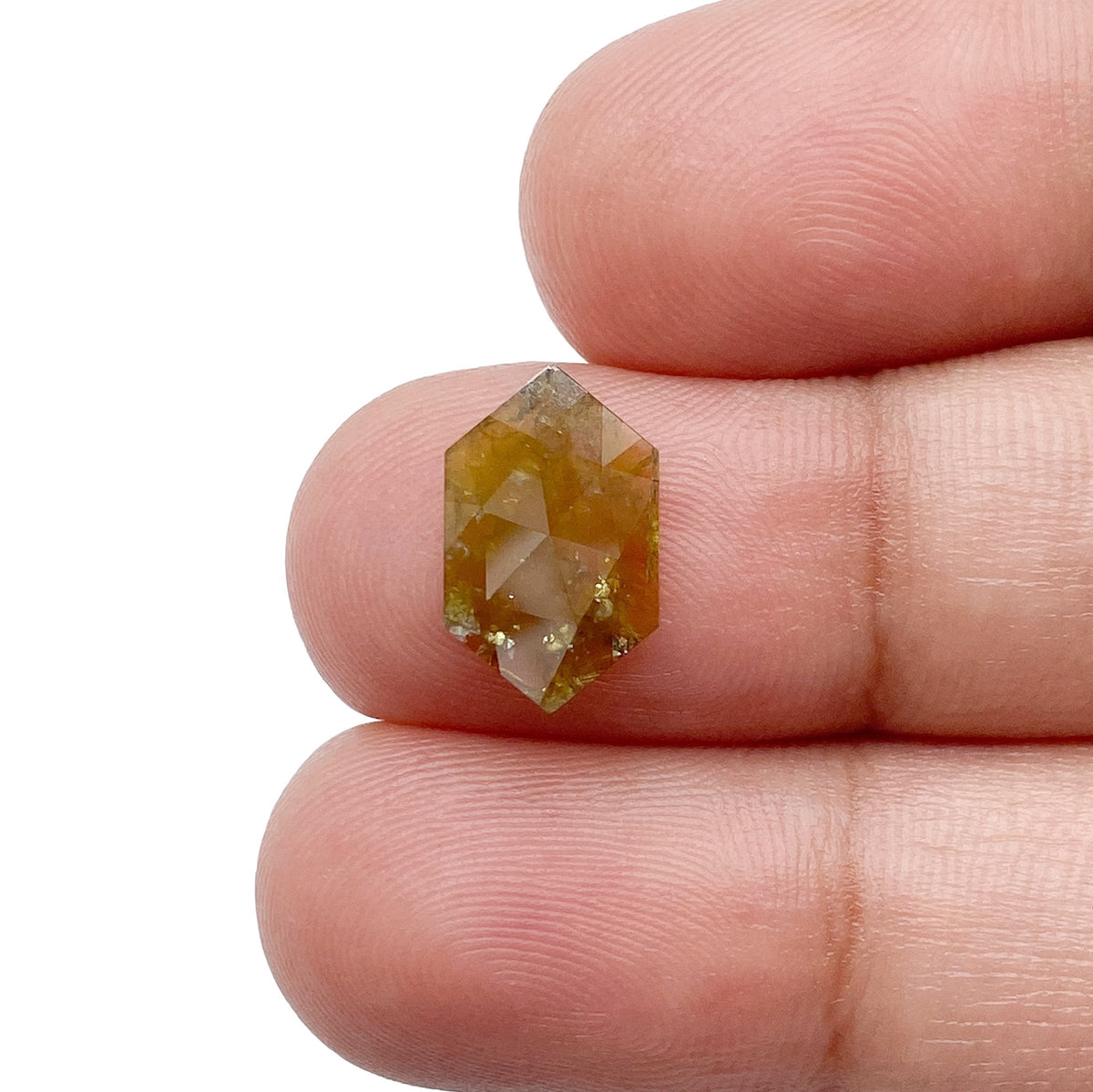 1.29ct | Salt &amp; Pepper Hexagon Shape Rose Cut Diamond - Modern Rustic Diamond