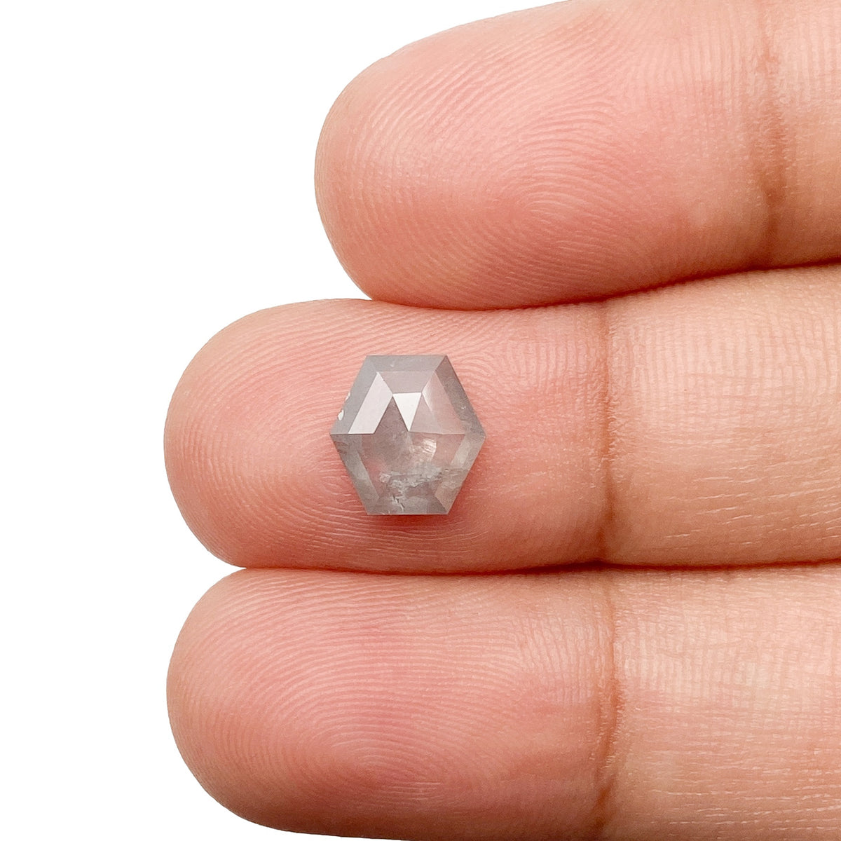 1.03ct | Salt &amp; Pepper Hexagon Shape Rose Cut Diamond - Modern Rustic Diamond