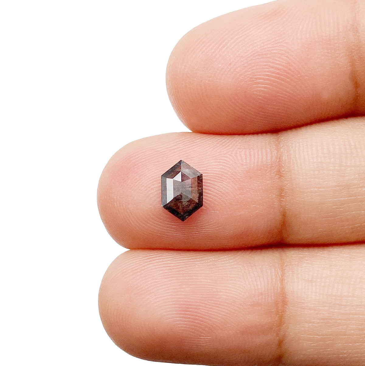0.59ct | Salt &amp; Pepper Hexagon Shape Step Cut Diamond - Modern Rustic Diamond