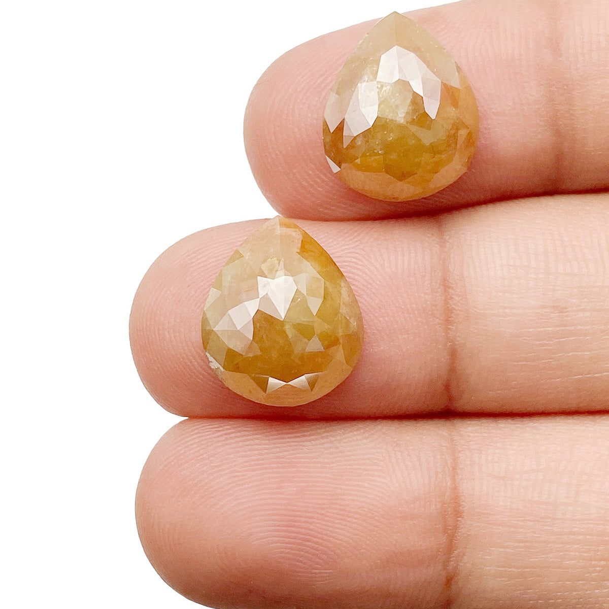 9.57cttw | Salt &amp; Pepper Pear Shape Rose Cut Diamond Matched Pair - Modern Rustic Diamond