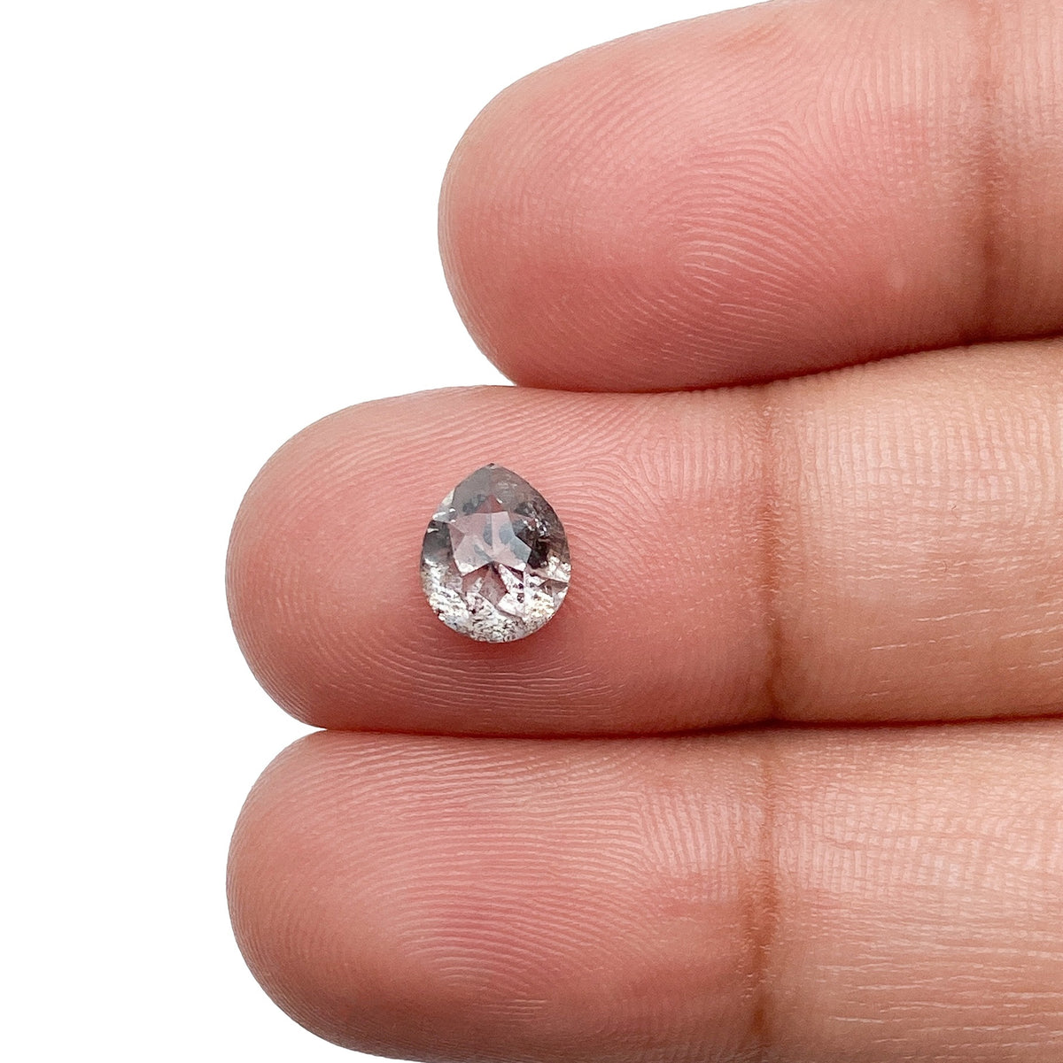 1.14ct | Salt &amp; Pepper Pear Shape Rose Cut Diamond - Modern Rustic Diamond