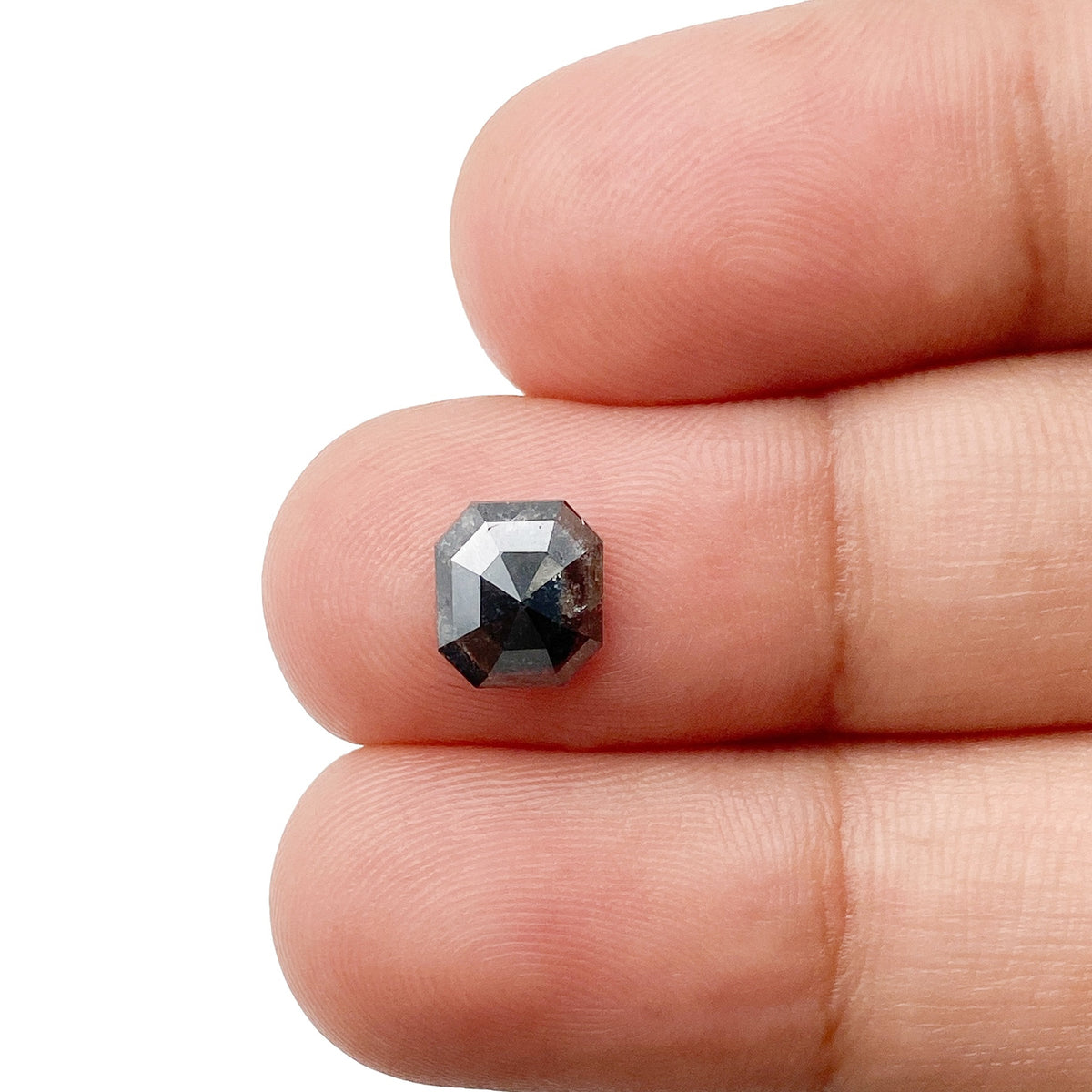 0.96ct | Salt &amp; Pepper Emerald Shape Step Cut Diamond - Modern Rustic Diamond