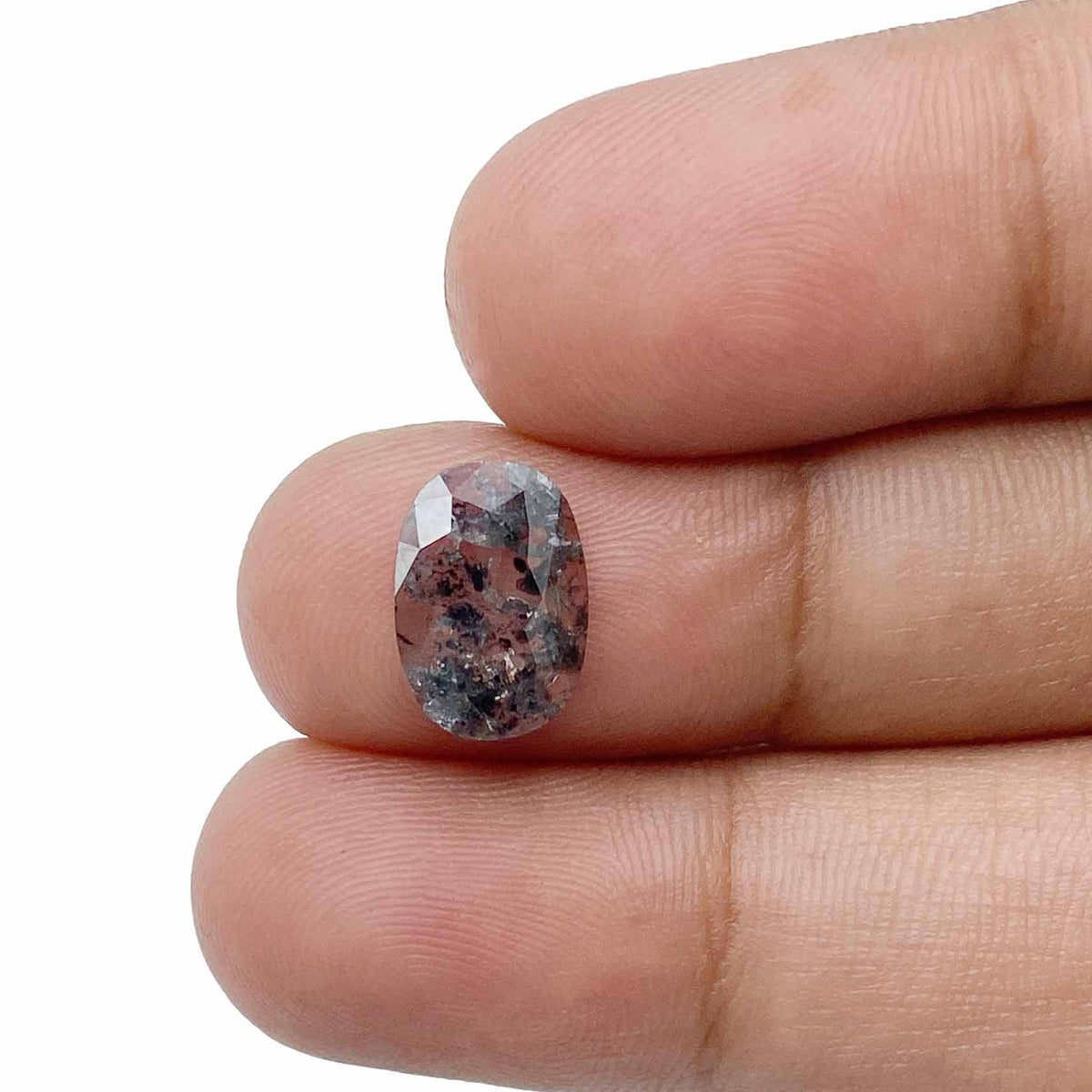 1.28ct | Salt &amp; Pepper Oval Shape Rose Cut Diamond - Modern Rustic Diamond