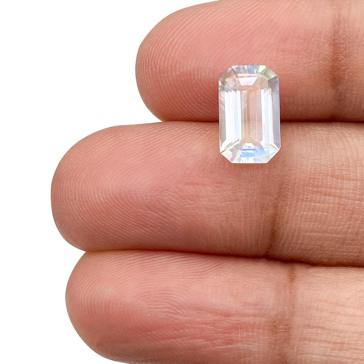 1.52ct |  Emerald Shape Step Cut Moonstone - Modern Rustic Diamond