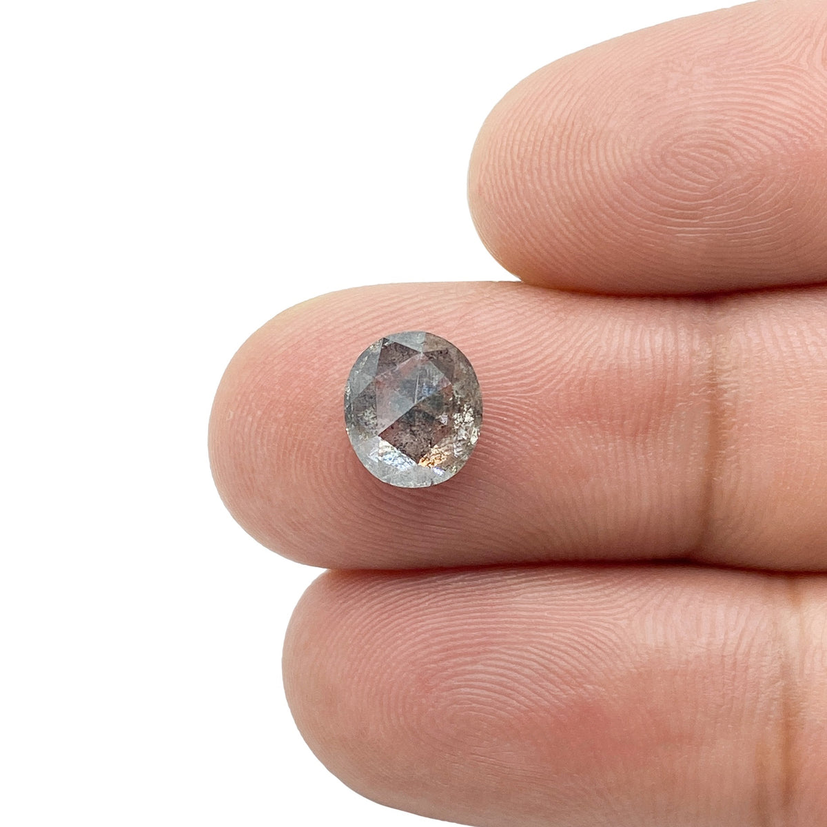 1.81ct | Salt &amp; Pepper Oval Shape Rose Cut Diamond - Modern Rustic Diamond
