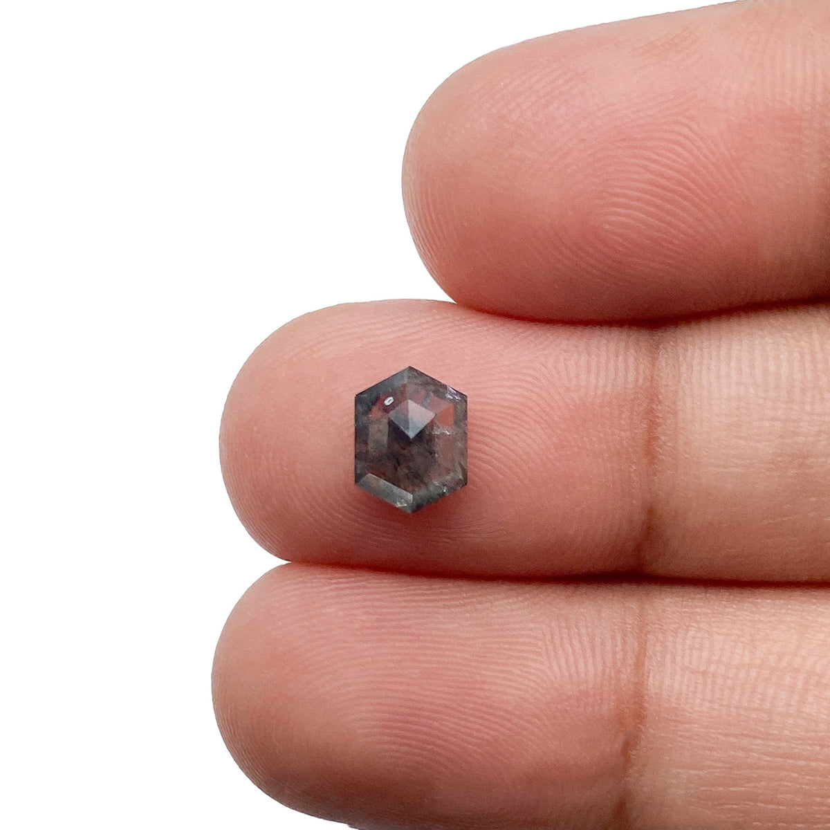 1.03ct | Salt &amp; Pepper Hexagon Shape Rose Cut Diamond - Modern Rustic Diamond
