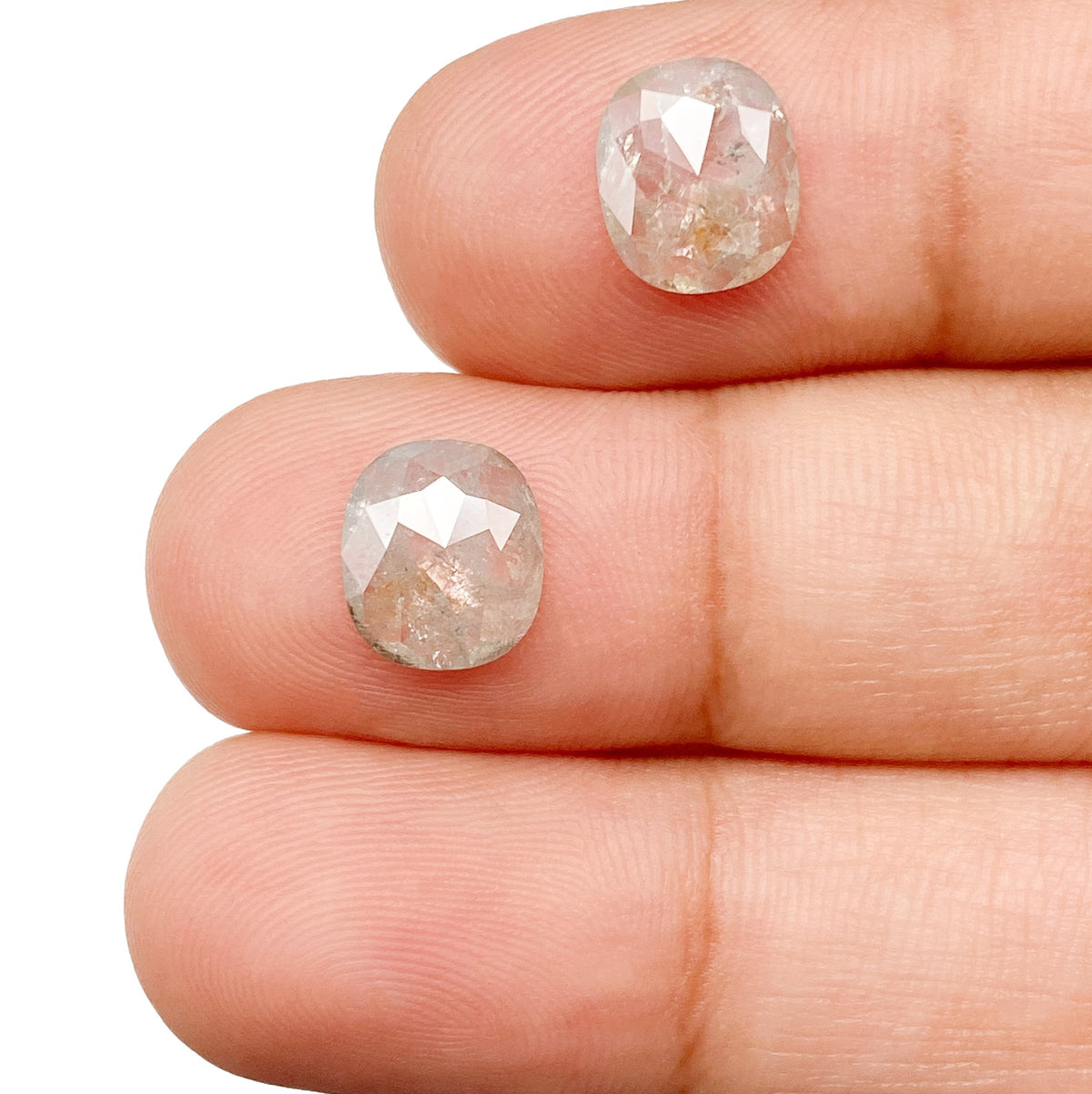 2.28cttw | Rustic Oval Shape Rose Cut Diamond Matched Pair - Modern Rustic Diamond