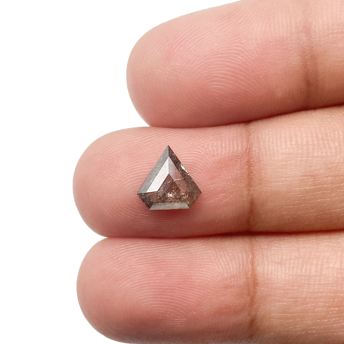 0.87ct | Salt &amp; Pepper Shield Shape Rose Cut Diamond - Modern Rustic Diamond