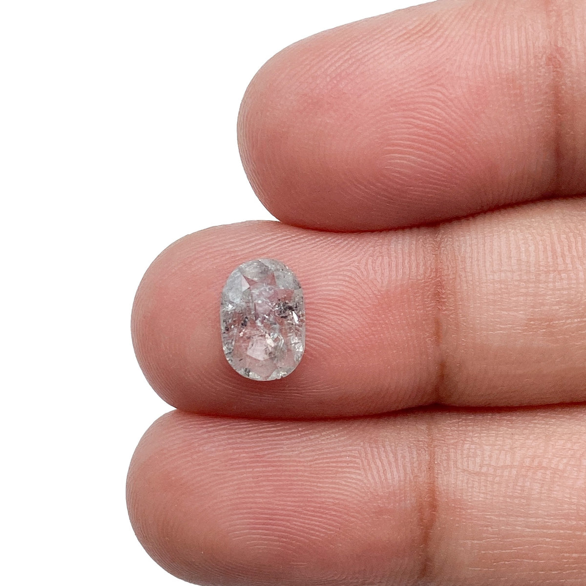 0.92ct | Salt &amp; Pepper Oval Shape Rose Cut Diamond - Modern Rustic Diamond