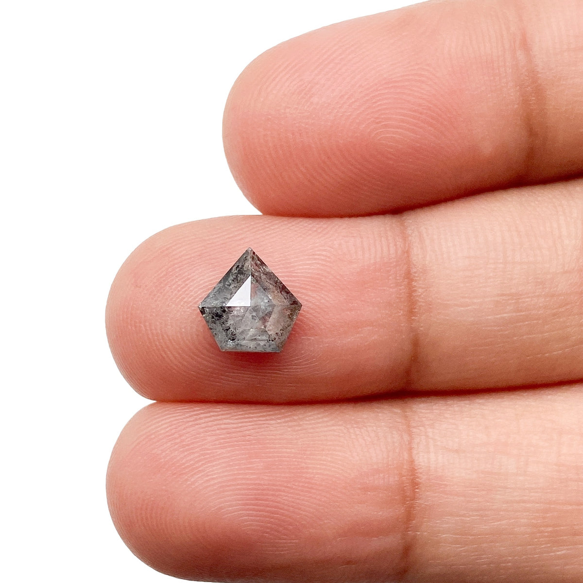 1.11ct | Salt &amp; Pepper Shield Shape Rose Cut Diamond - Modern Rustic Diamond