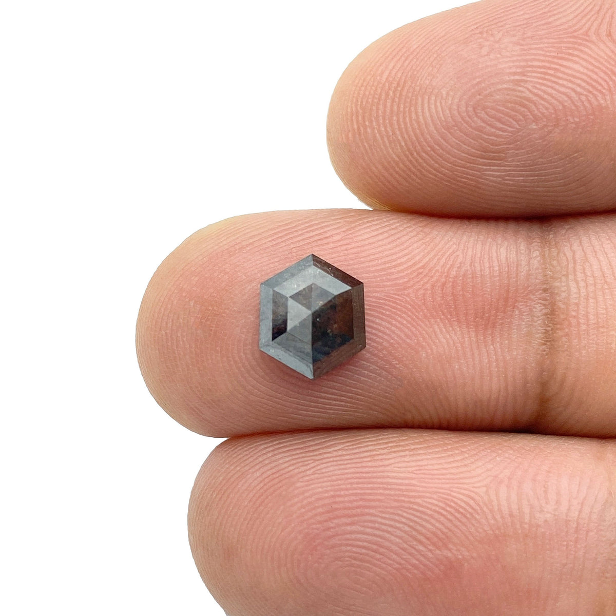 1.21ct | Salt &amp; Pepper Hexagon Shape Rose Cut Diamond - Modern Rustic Diamond