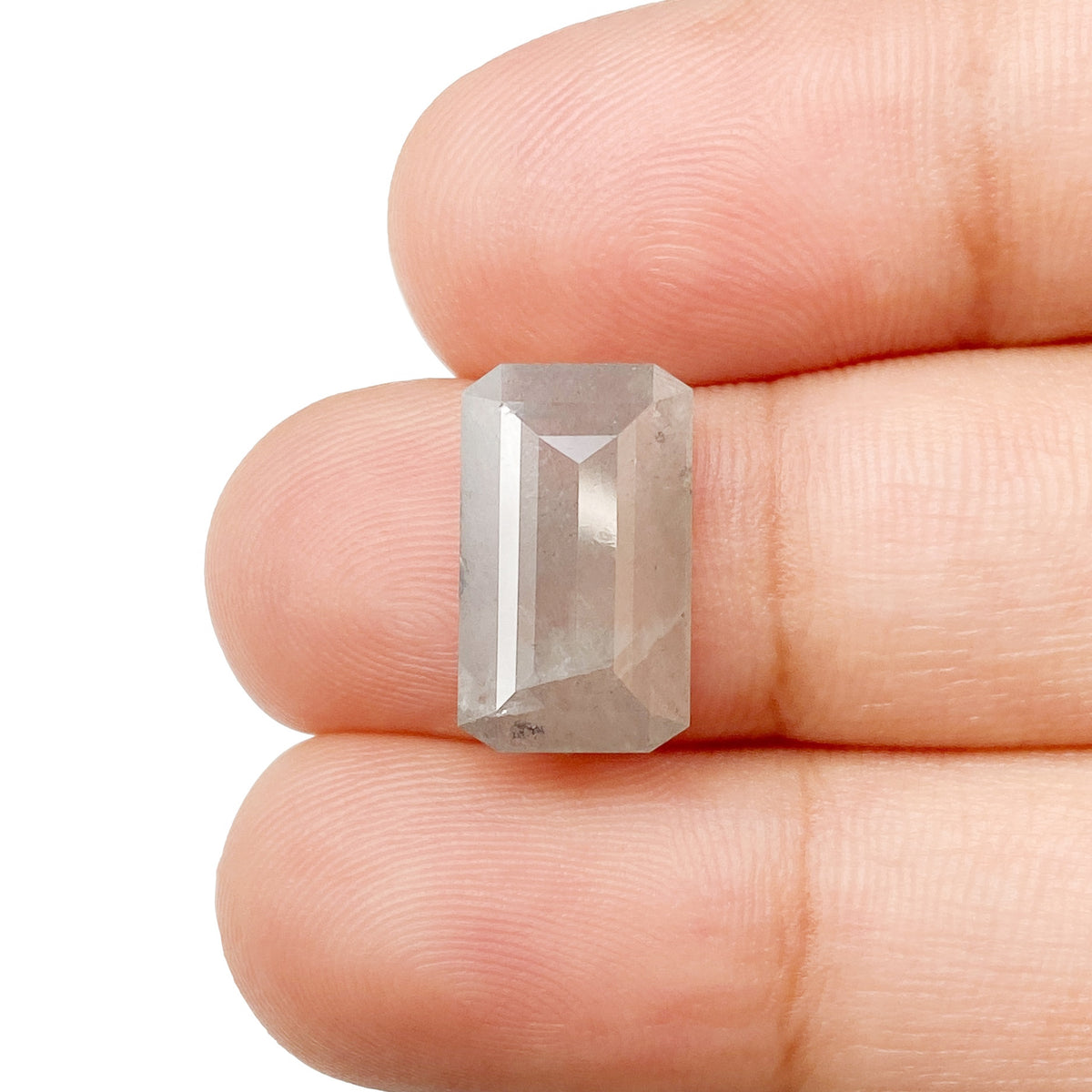 4.54ct | Salt & Pepper Emerald Shape Step Cut Diamond - Modern Rustic Diamond