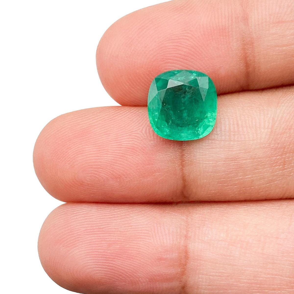 2.97ct | Brilliant Cut Cushion Shape Brazil Emerald - Modern Rustic Diamond