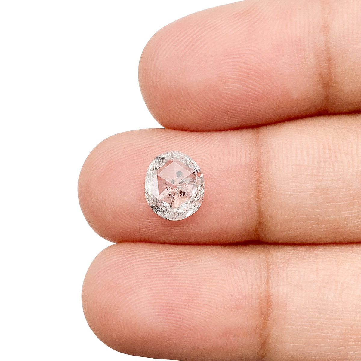 0.96ct | Salt & Pepper Oval Shape Rose Cut Diamond - Modern Rustic Diamond
