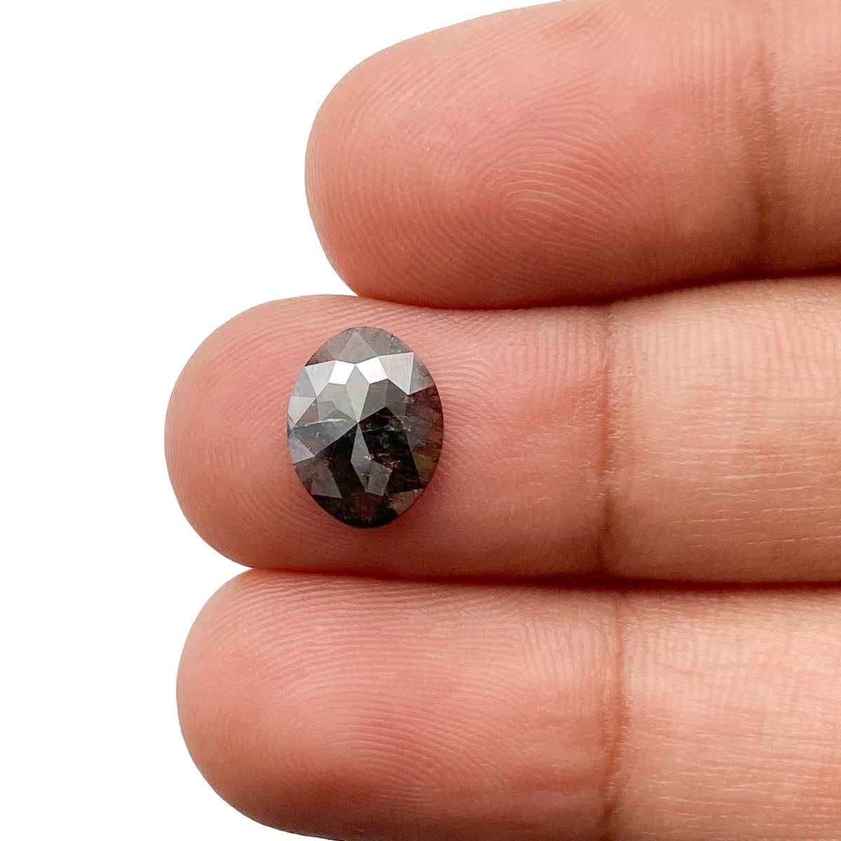 1.25ct | Salt &amp; Pepper Oval Shape Rose Cut Diamond - Modern Rustic Diamond