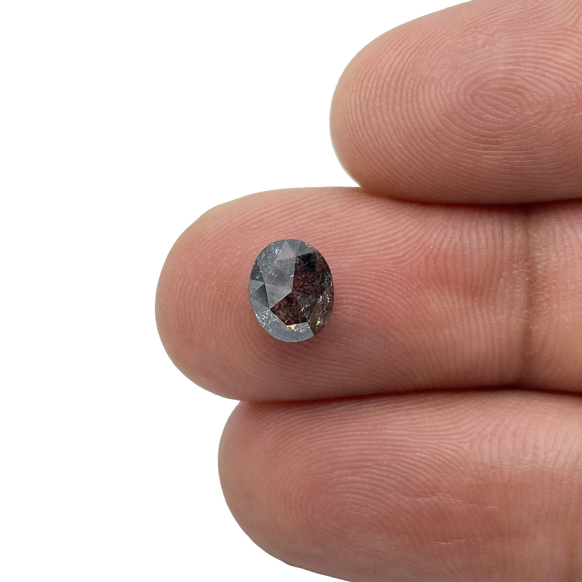 1.27ct | Salt &amp; Pepper Oval Shape Rose Cut Diamond - Modern Rustic Diamond
