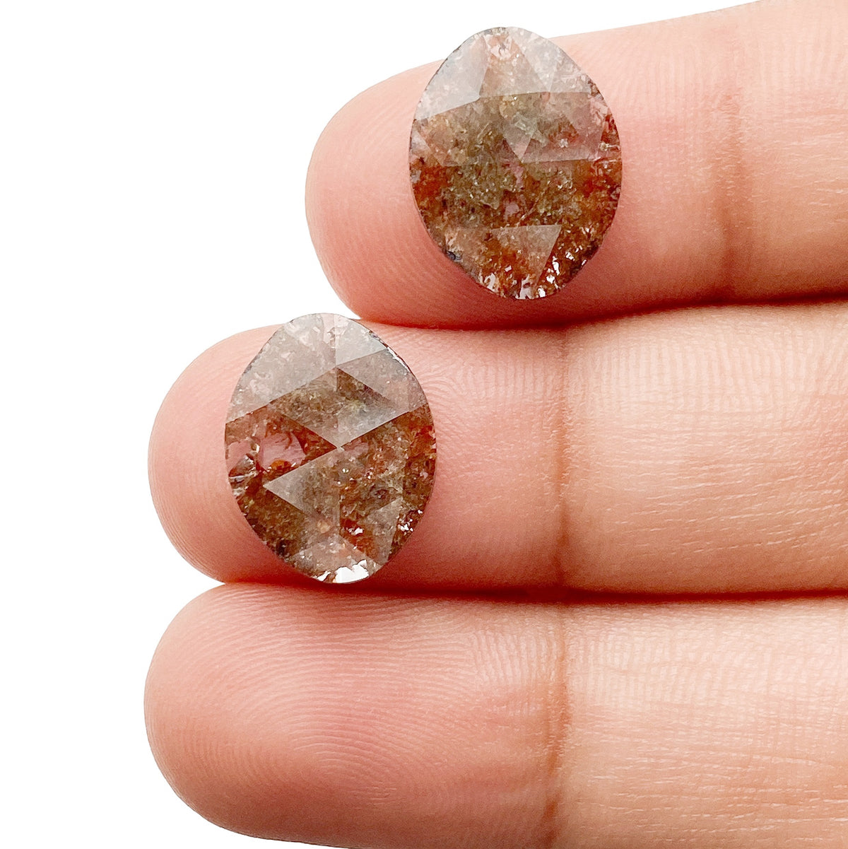 3.98cttw | Rustic  Oval Shape Rose Cut Diamond Matched Pair - Modern Rustic Diamond