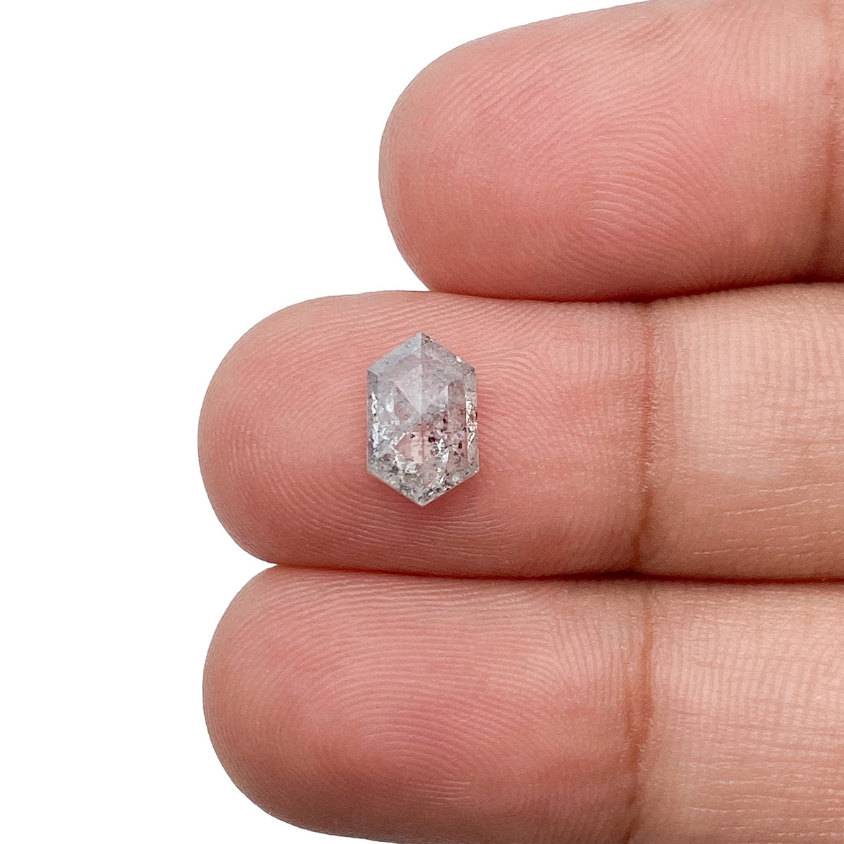 1.18ct | Salt &amp; Pepper Hexagon Shape Rose Cut Diamond - Modern Rustic Diamond