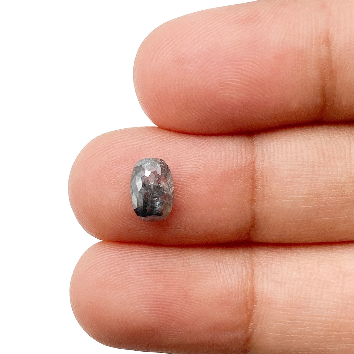 0.98ct | Salt &amp; Pepper Cushion Shape Rose Cut Diamond - Modern Rustic Diamond