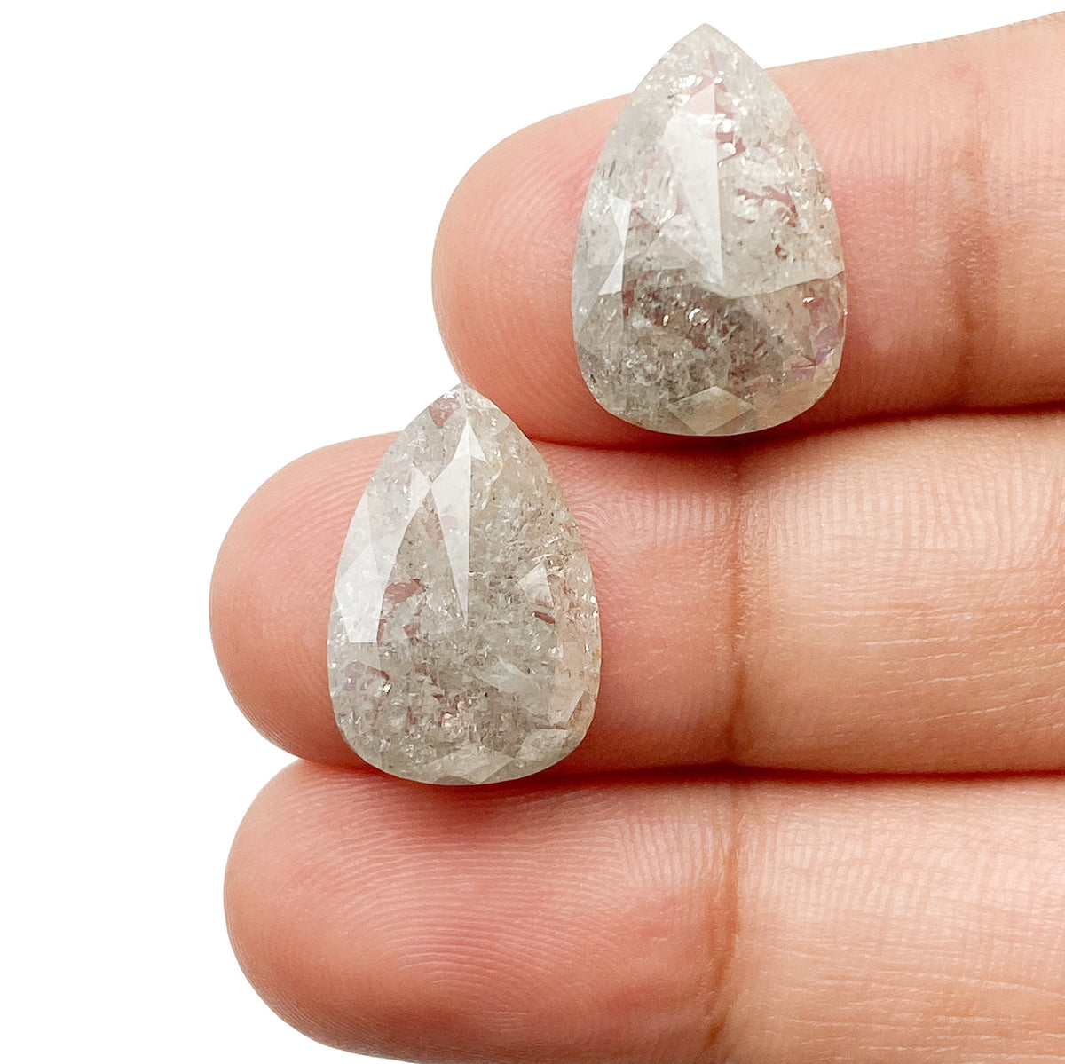 10.31cttw | Rustic Pear Shape Rose Cut Diamond Matched Pair - Modern Rustic Diamond