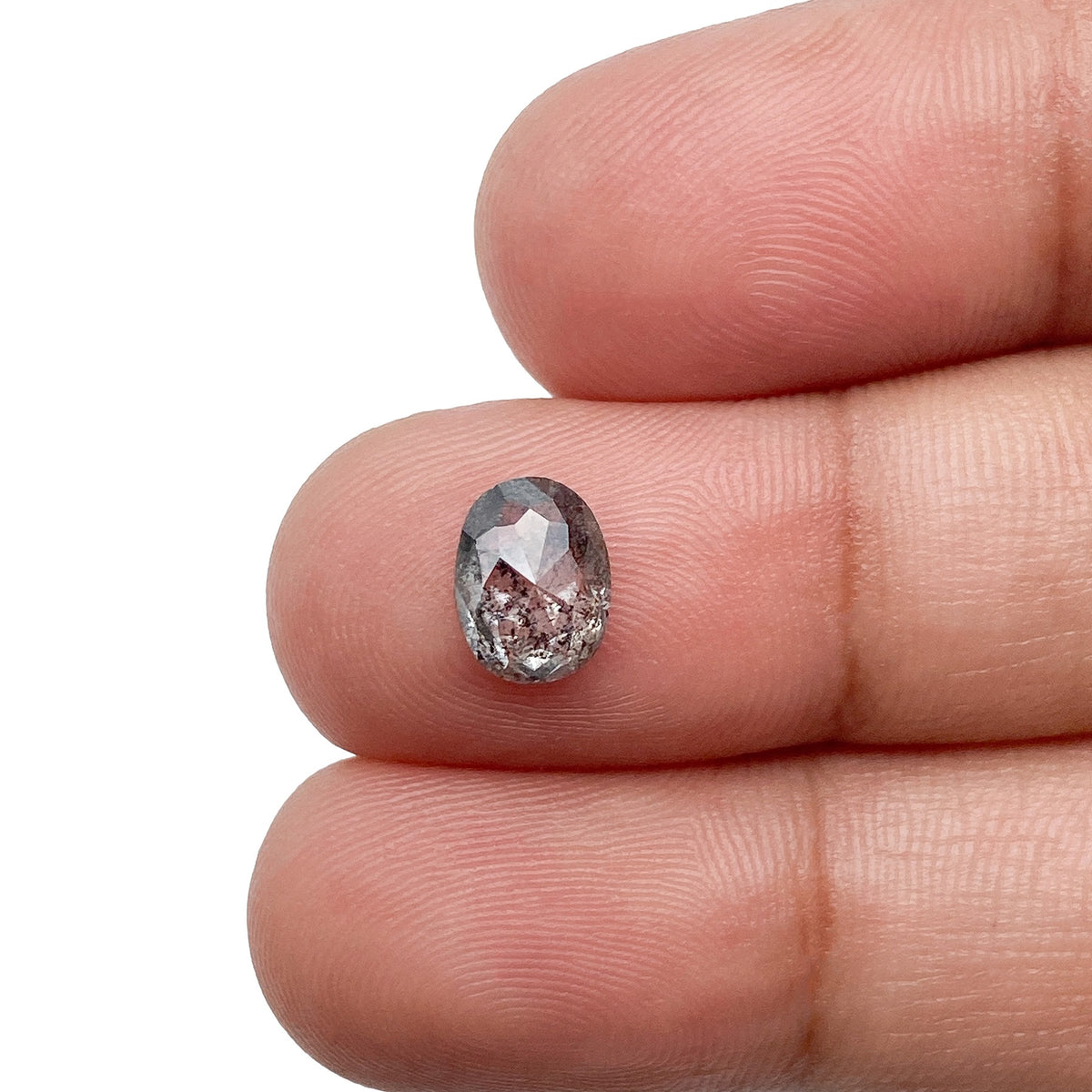 1.18ct | Salt &amp; Pepper Oval Shape Rose Cut Diamond - Modern Rustic Diamond