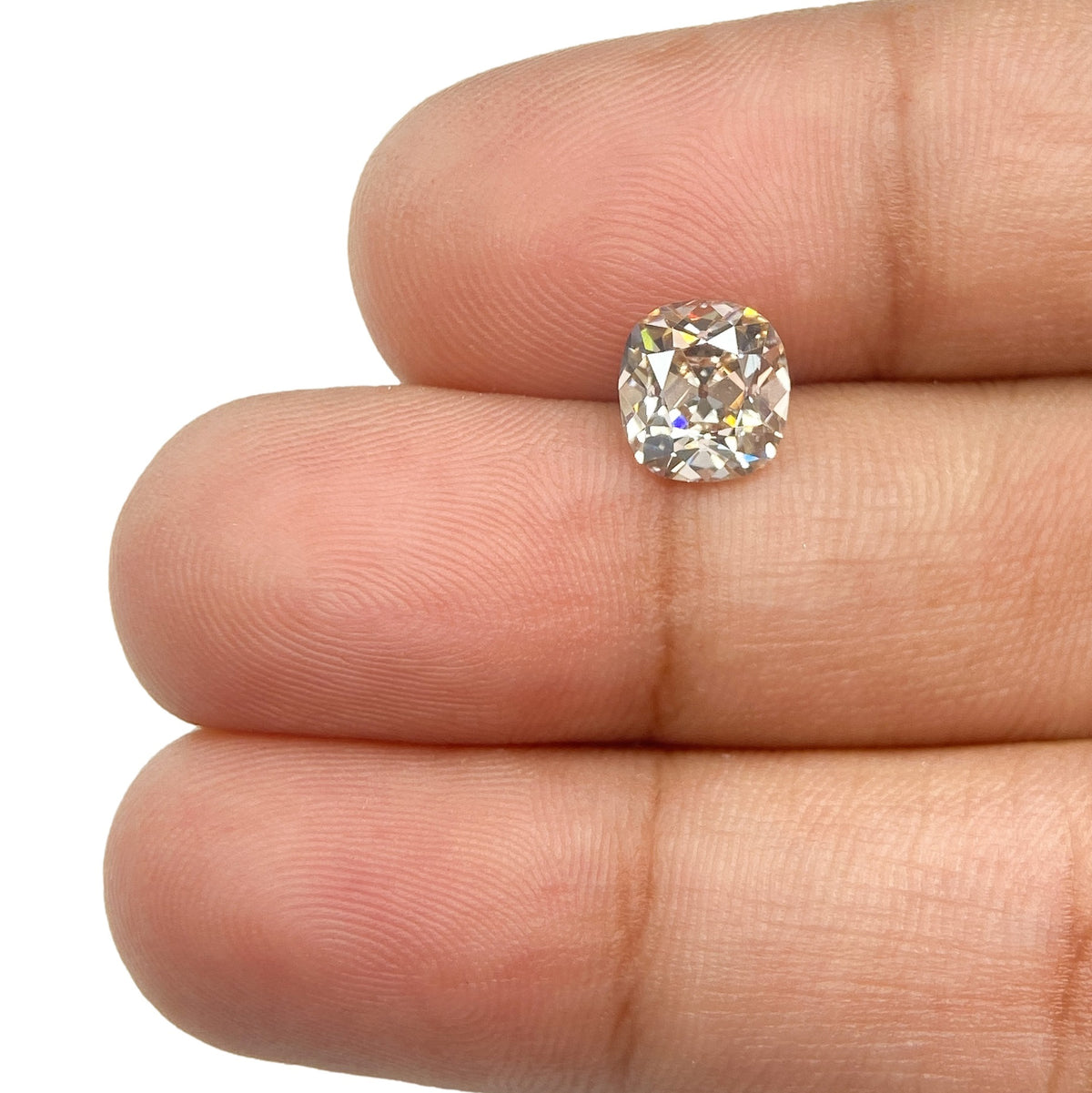 1.51ct | Light Brown VVS Cushion Shape Old Mine Cut Diamond - Modern Rustic Diamond
