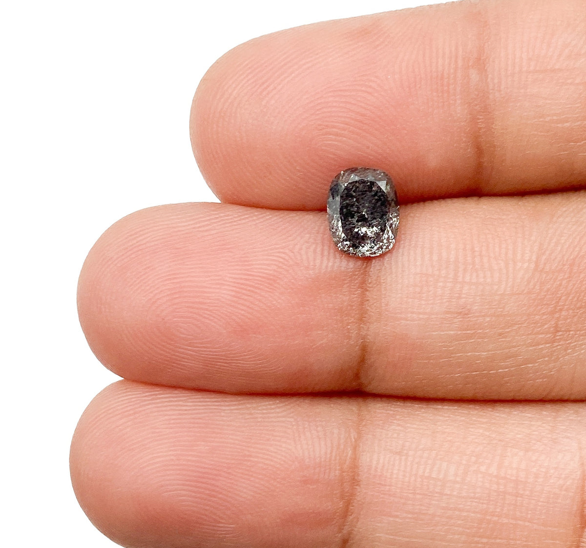 0.98ct | Salt &amp; Pepper Cushion Shape Brilliant Cut Diamond - Modern Rustic Diamond
