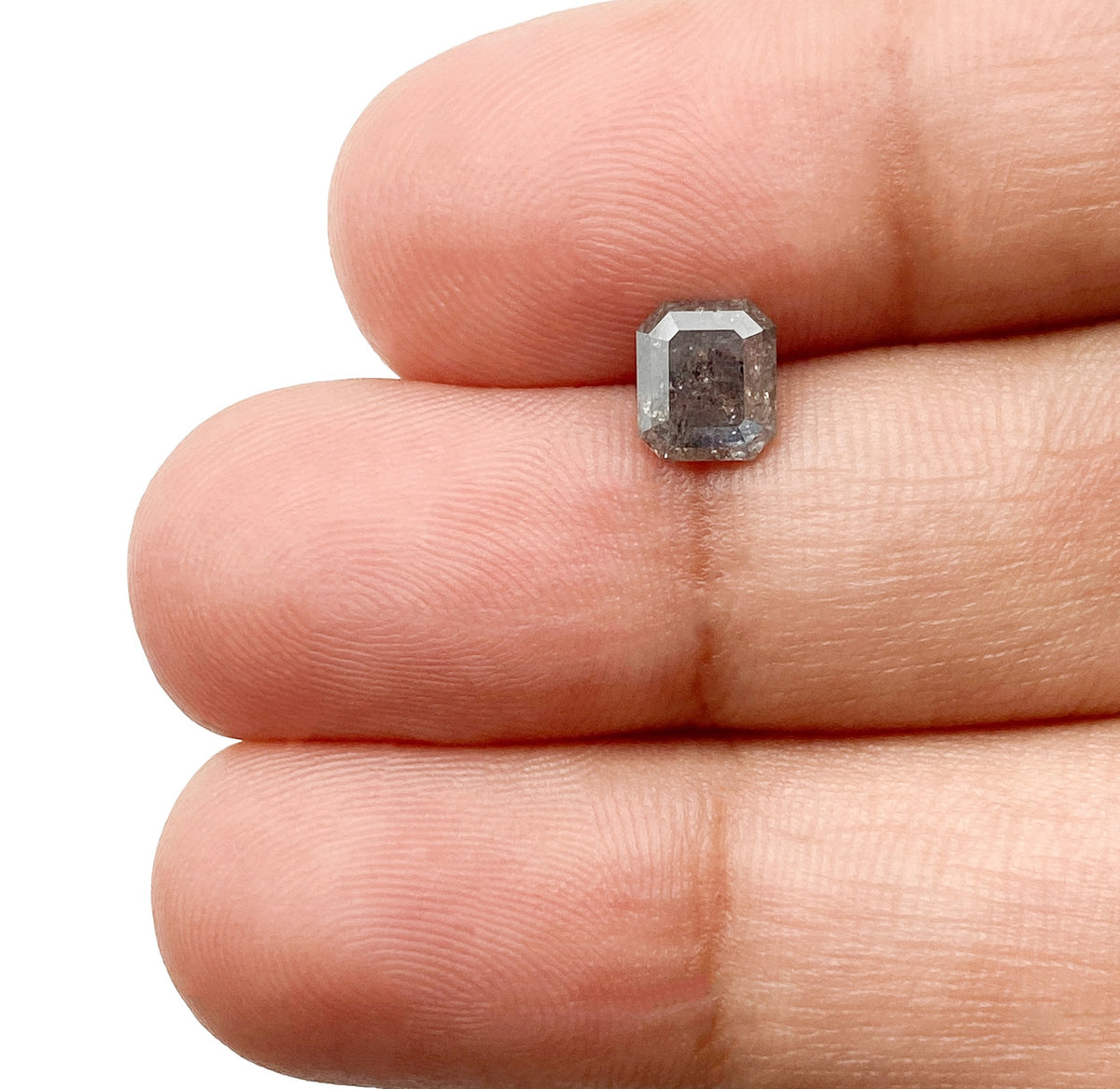 1.05ct | Salt &amp; Pepper Emerald Shape Step Cut Diamond - Modern Rustic Diamond
