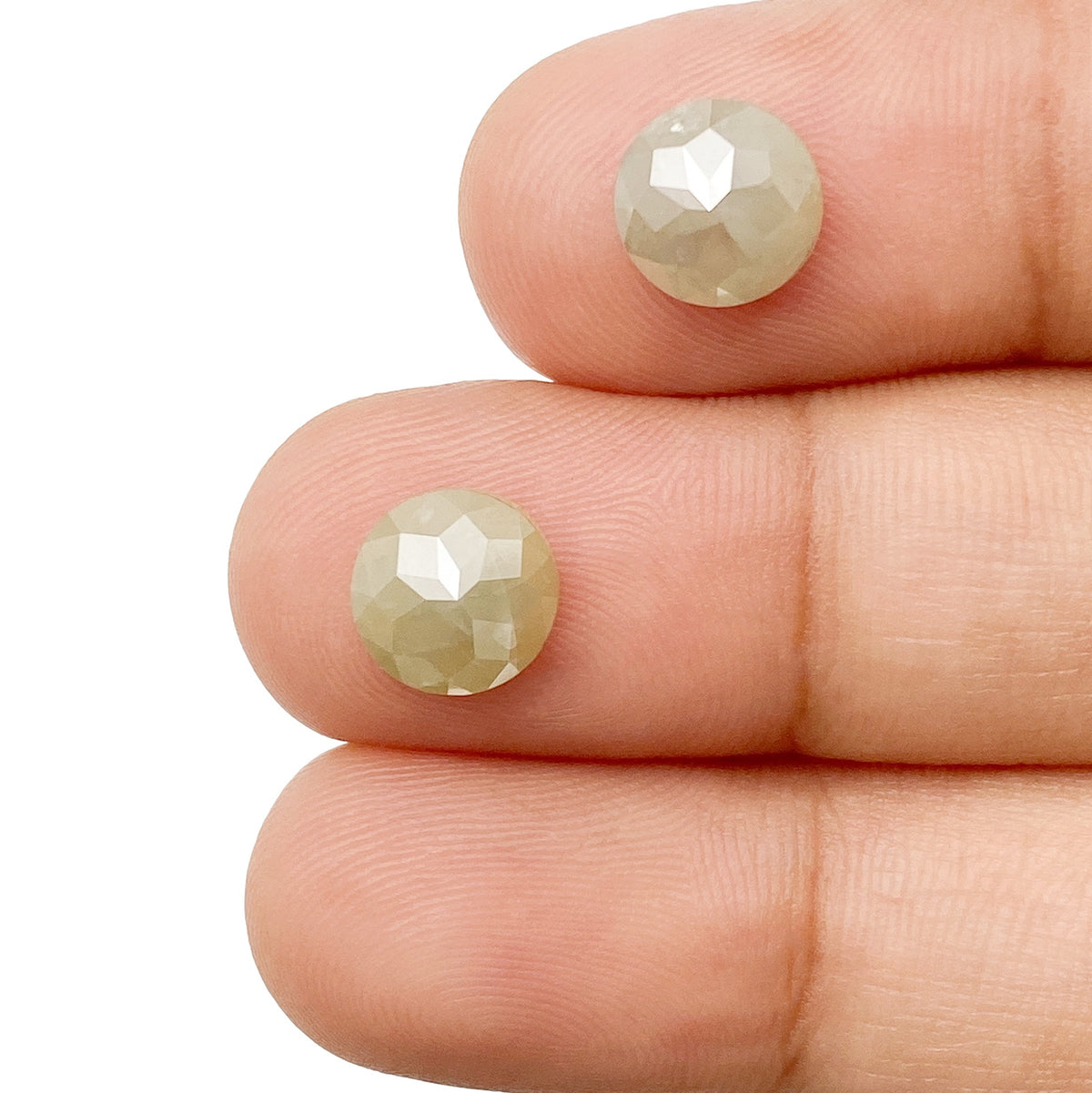 2.50cttw | Rustic  Round Shape Rose Cut Diamond Matched Pair - Modern Rustic Diamond