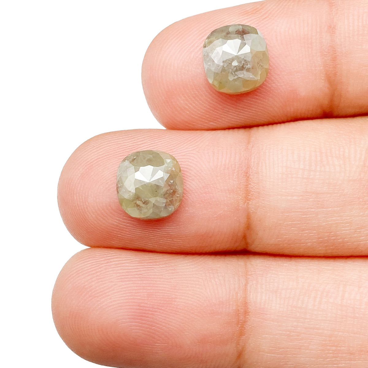 3.25cttw | Rustic  Cushion Shape Rose Cut Diamond Matched Pair - Modern Rustic Diamond