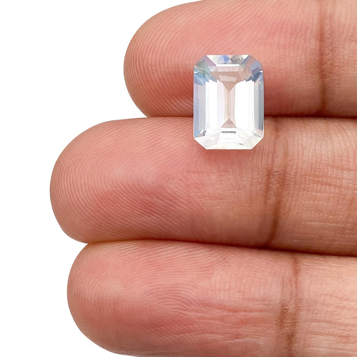1.92ct |  Emerald Shape Step Cut Moonstone - Modern Rustic Diamond