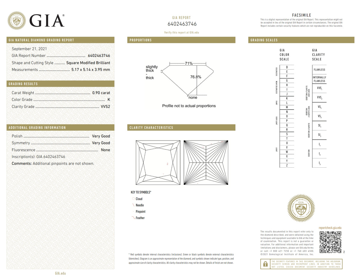 0.90ct | K/VVS2 Princess Shape Brilliant Cut Diamond (GIA) - Modern Rustic Diamond