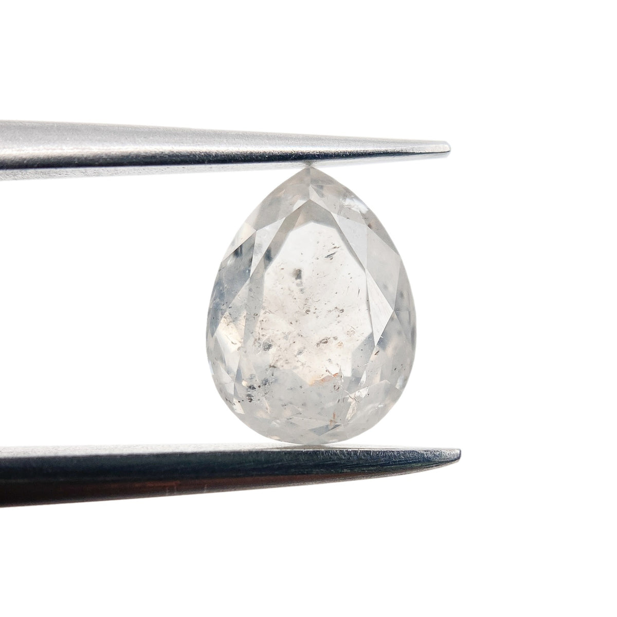 1.42ct | Salt &amp; Pepper Pear Shape Rose Cut Diamond - Modern Rustic Diamond