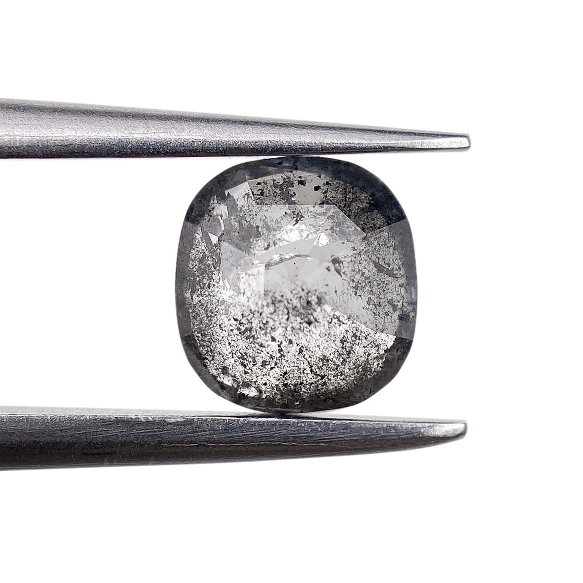 0.79ct | Salt &amp; Pepper Cushion Shape Rose Cut Diamond - Modern Rustic Diamond