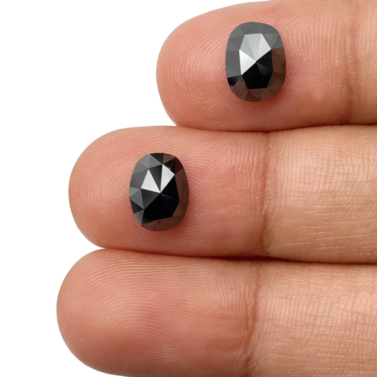 3.01cttw | Black Cushion Shape Rose Cut Diamond Matched Pair-Modern Rustic Diamond