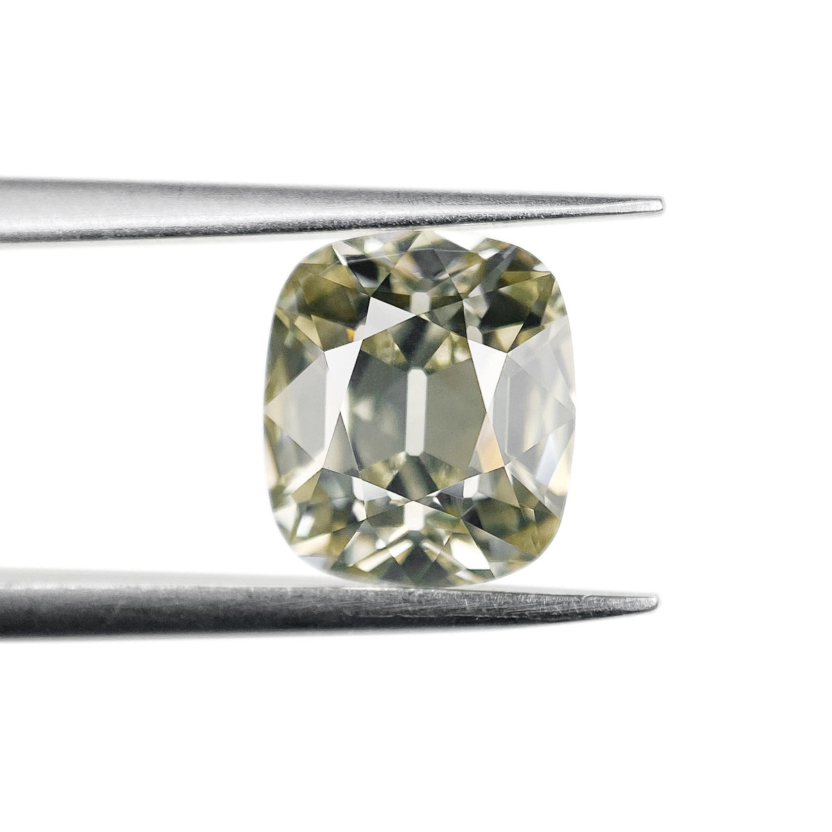 2.07ct | Fancy Dark Yellowish Green-Gray SI1 Cushion Shape Old Mine Cut Diamond (GIA) - Modern Rustic Diamond