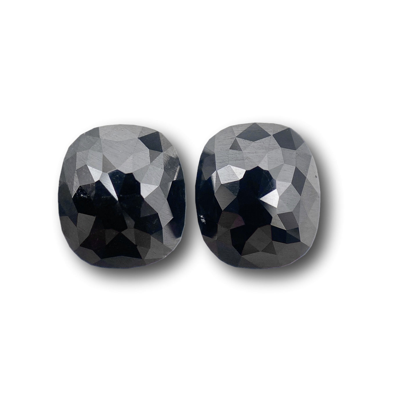 3.03cttw | Black Cushion Shape Rose Cut Diamond Matched Pair-Modern Rustic Diamond