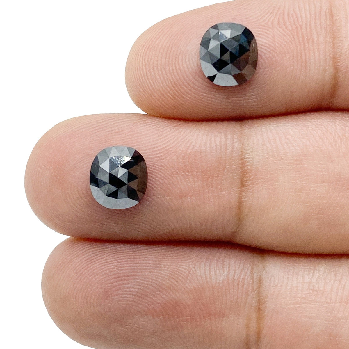 3.04cttw | Black Cushion Shape Rose Cut Diamond Matched Pair-Modern Rustic Diamond