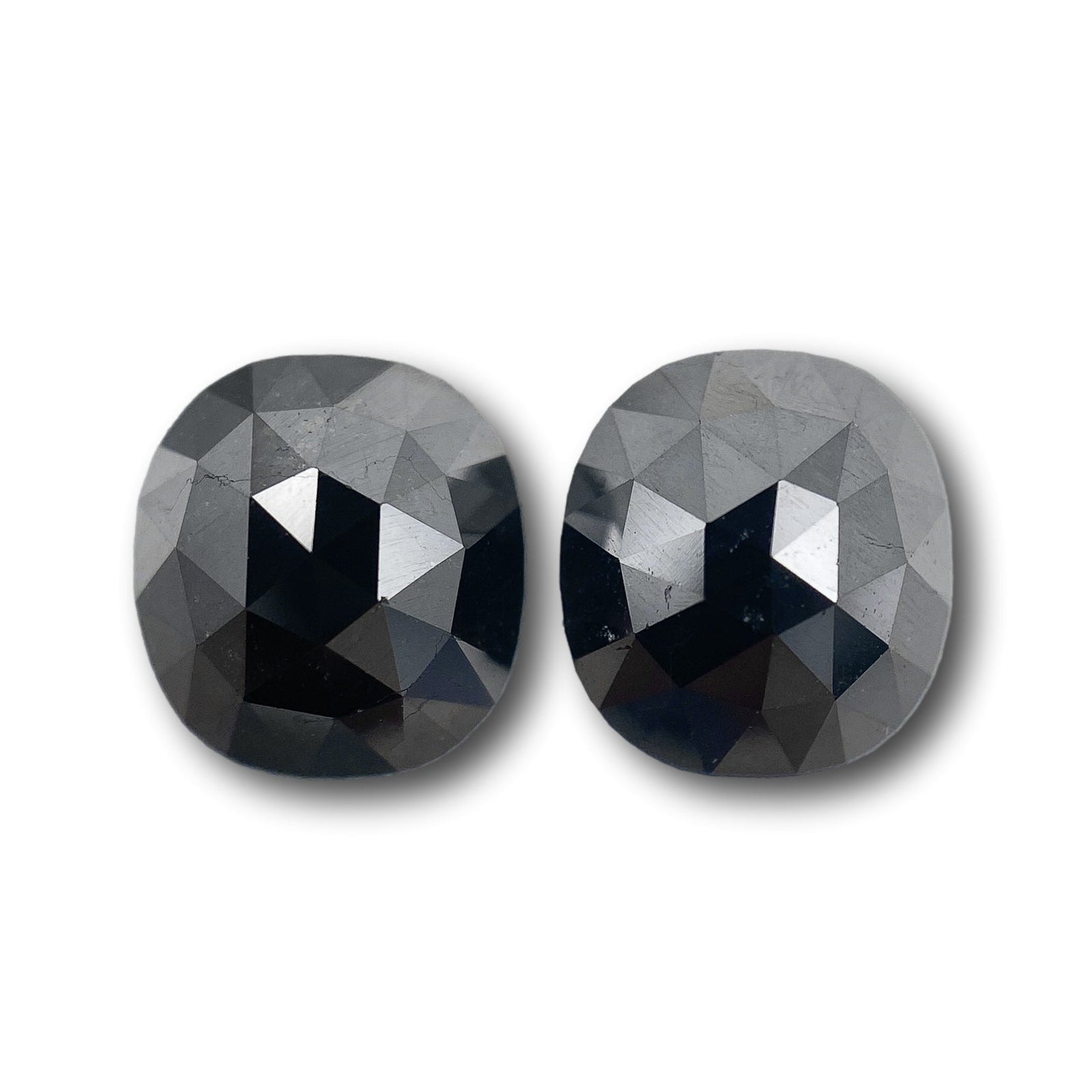 3.04cttw | Black Cushion Shape Rose Cut Diamond Matched Pair-Modern Rustic Diamond