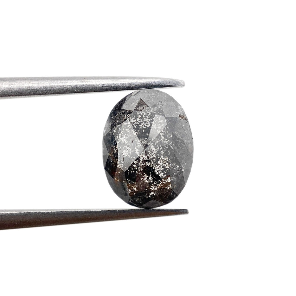 1.73ct | Salt &amp; Pepper Oval Shape Rose Cut Diamond - Modern Rustic Diamond