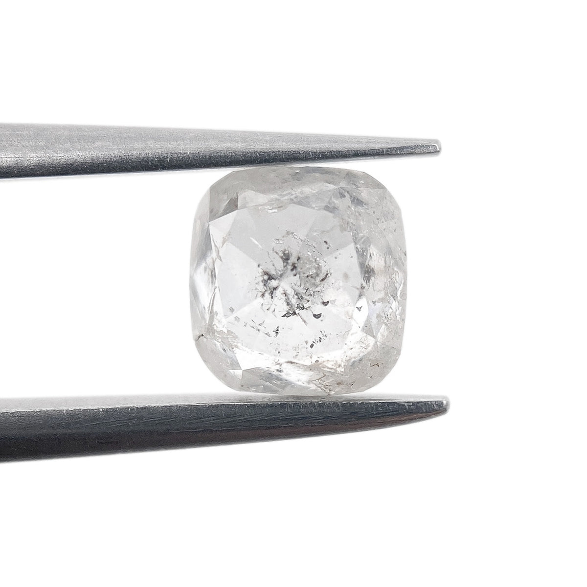 0.94ct | Salt &amp; Pepper Cushion Shape Rose Cut Diamond - Modern Rustic Diamond