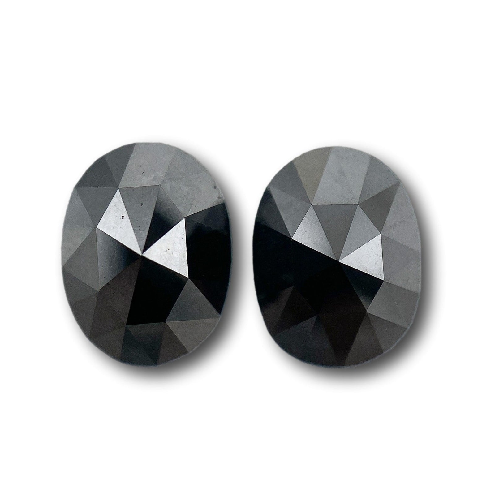 3.09cttw | Black Oval Shape Rose Cut Diamond Matched Pair-Modern Rustic Diamond