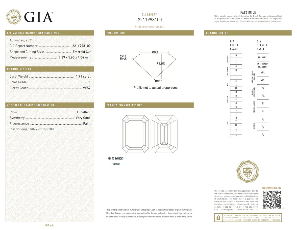 1.71ct | K/VVS2 Emerald Shape Brilliant Cut Diamond (GIA) - Modern Rustic Diamond