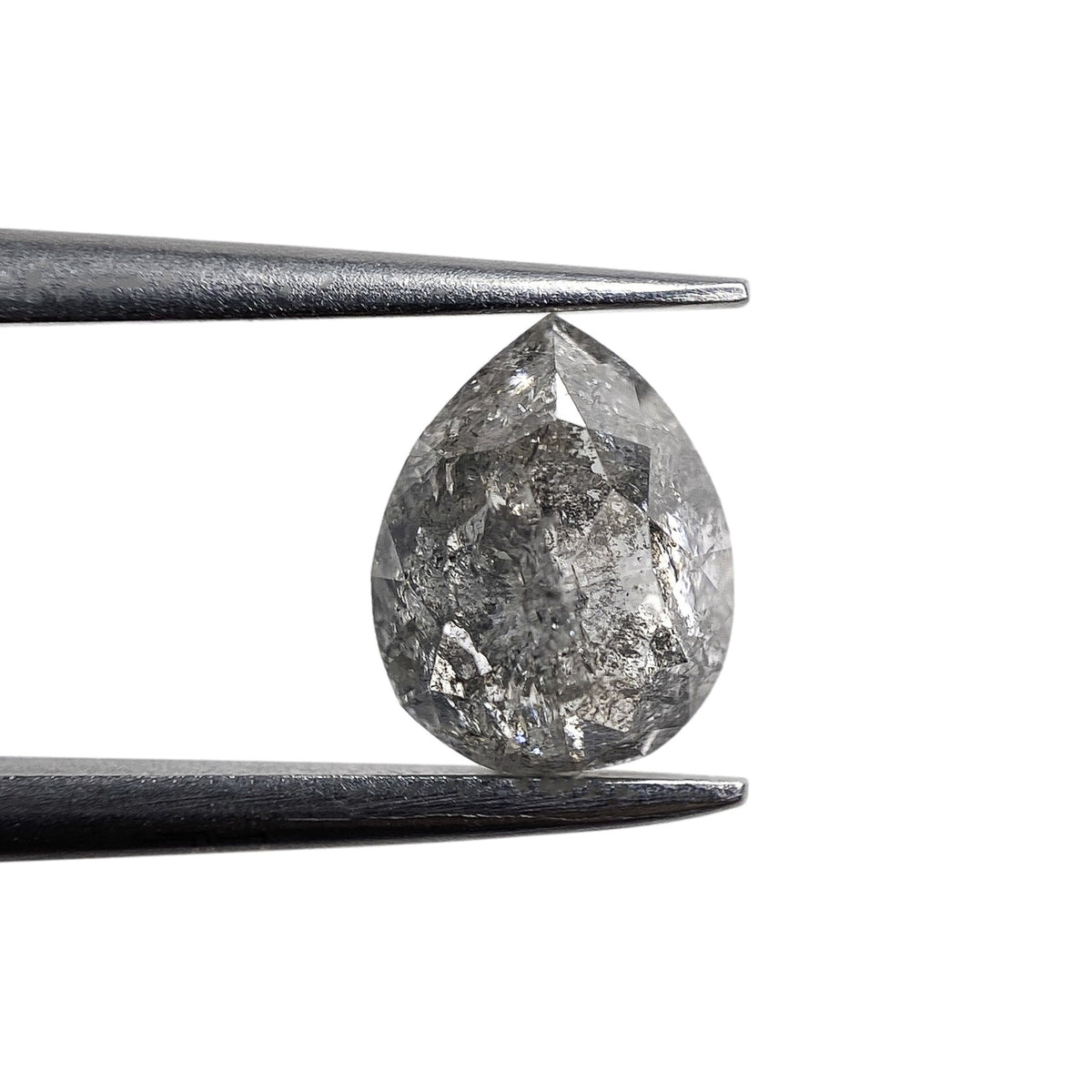 0.99ct | Salt &amp; Pepper Pear Shape Rose Cut Diamond - Modern Rustic Diamond