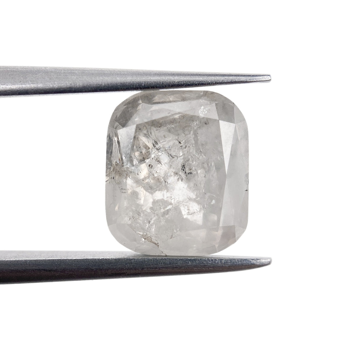 3.05ct | Salt &amp; Pepper Cushion Shape Rose Cut Diamond - Modern Rustic Diamond