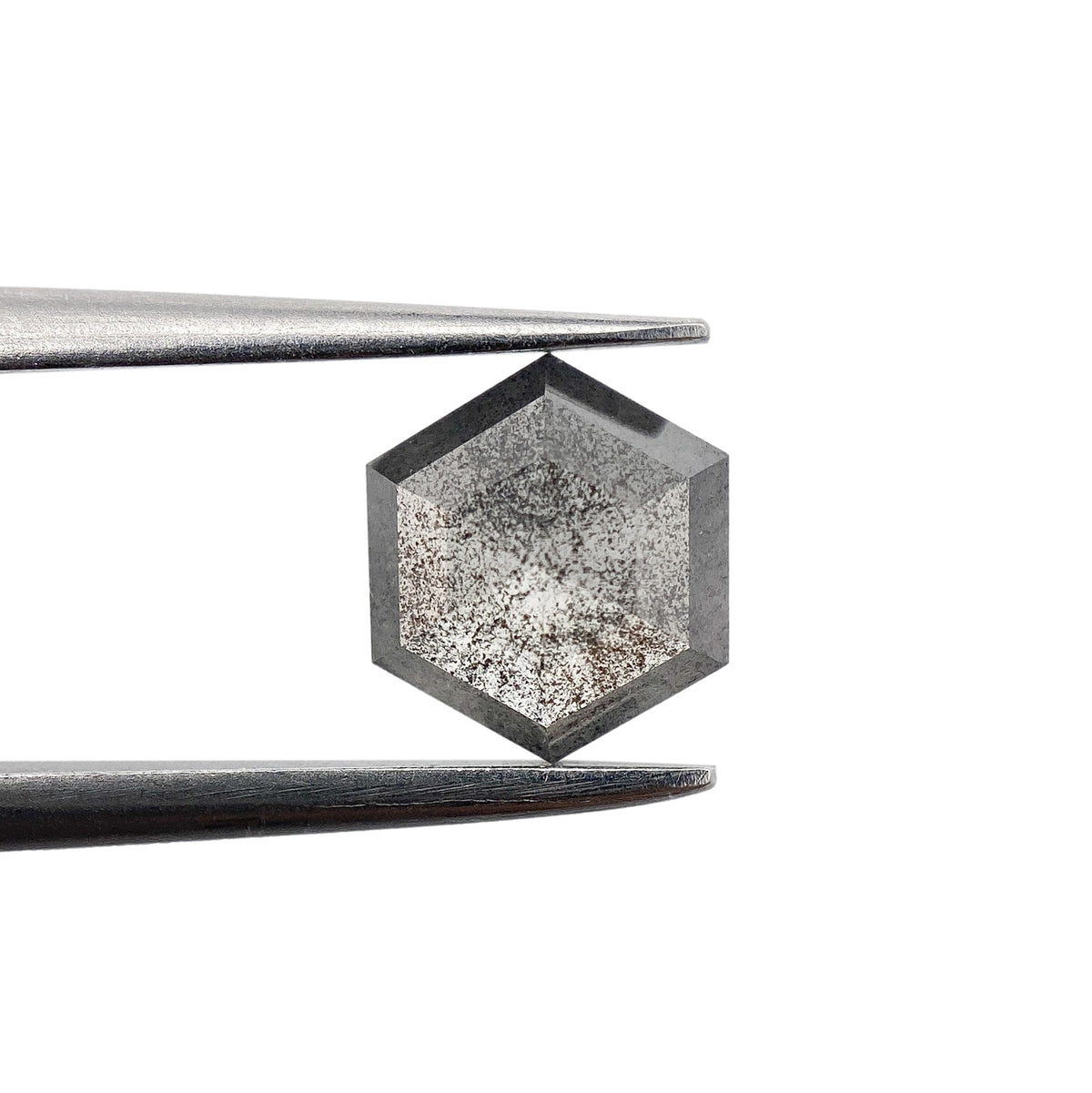 0.96ct | Salt &amp; Pepper Hexagon Shape Rose Cut Diamond - Modern Rustic Diamond
